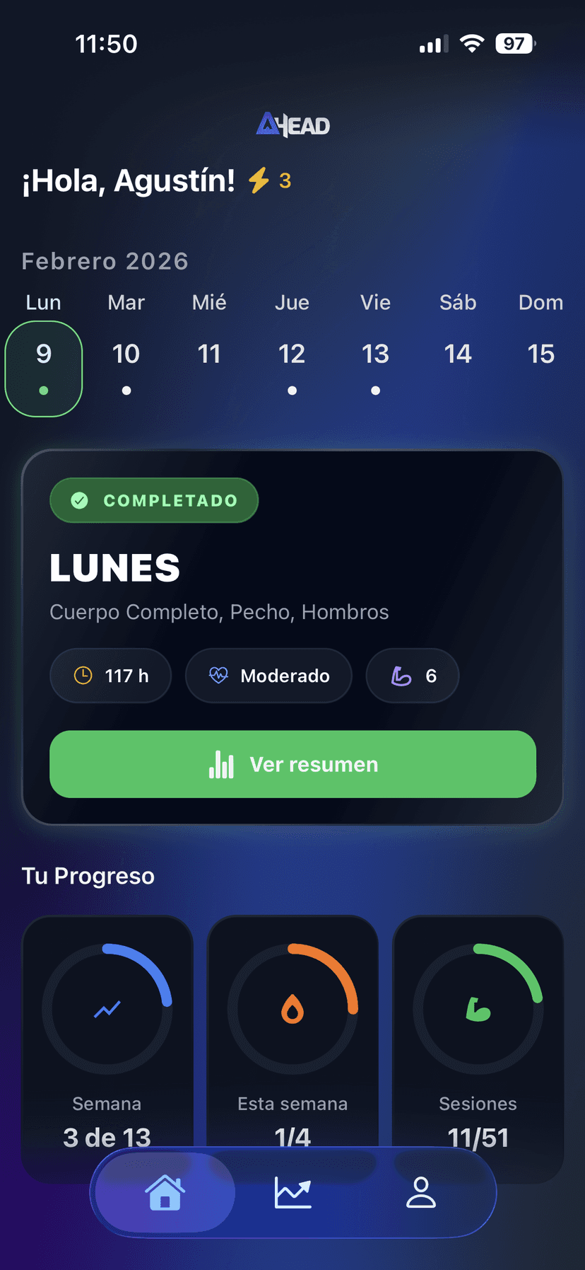 Ahead Training - Vista de rutina